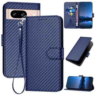 For Google Pixel 8 YX0070 Carbon Fiber Buckle Leather Phone Case with Lanyard(Royal Blue)