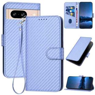 For Google Pixel 8 YX0070 Carbon Fiber Buckle Leather Phone Case with Lanyard(Light Purple)