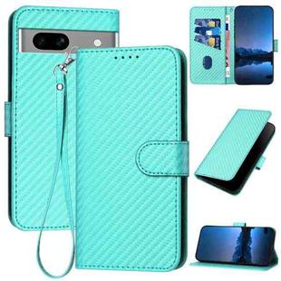 For Google Pixel 7a YX0070 Carbon Fiber Buckle Leather Phone Case with Lanyard(Light Blue)