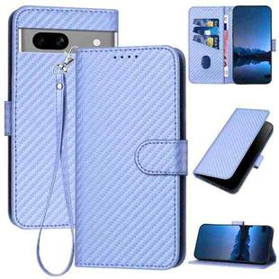 For Google Pixel 7a YX0070 Carbon Fiber Buckle Leather Phone Case with Lanyard(Light Purple)