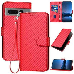 For Google Pixel 7 Pro YX0070 Carbon Fiber Buckle Leather Phone Case with Lanyard(Red)