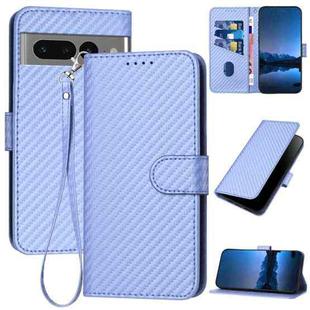 For Google Pixel 7 Pro YX0070 Carbon Fiber Buckle Leather Phone Case with Lanyard(Light Purple)