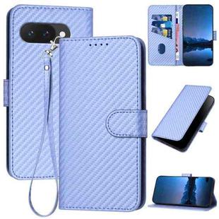 For Google Pixel 9a YX0070 Carbon Fiber Buckle Leather Phone Case with Lanyard(Light Purple)