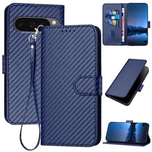 For Google Pixel 10 Pro XL YX0070 Carbon Fiber Buckle Leather Phone Case with Lanyard(Royal Blue)