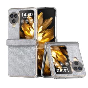 For OPPO Find N3 Flip  Three Parts Transparent Frame Diamond Phone Case(Silver)