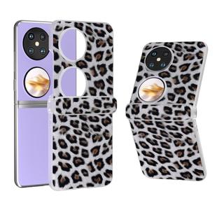 For Huawei Pocket 2 Three Parts Frosted Transparent Frame Leopard Pattern Phone Case(Silver Leopard)