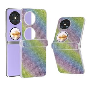 For Huawei Pocket 2 Three Parts Frosted Transparent Frame Diamond Phone Case(Rainbow)