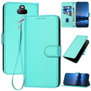 For Sony Xperia 20 / Xperia 8 YX0070 Carbon Fiber Buckle Leather Phone Case with Lanyard(Light Blue)