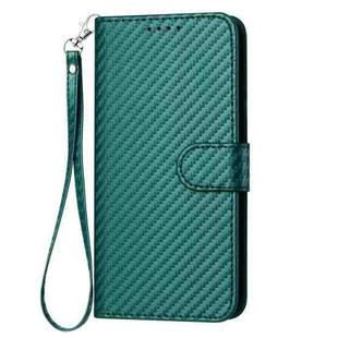For Tecno Camon 20 / 20 Pro 4G YX0070 Carbon Fiber Buckle Leather Phone Case with Lanyard(Dark Green)