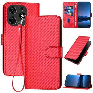 For Tecno Spark 10 Pro YX0070 Carbon Fiber Buckle Leather Phone Case with Lanyard(Red)