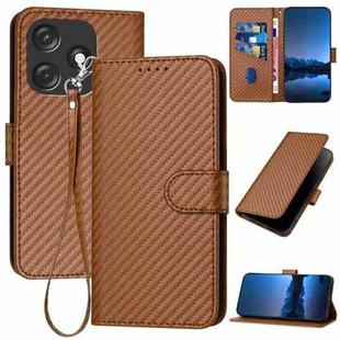 For Tecno Spark 10C YX0070 Carbon Fiber Buckle Leather Phone Case with Lanyard(Coffee)