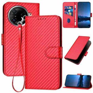 For Tecno Camon 30 Pro YX0070 Carbon Fiber Buckle Leather Phone Case with Lanyard(Red)