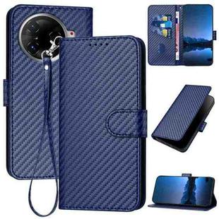 For Tecno Camon 30 Pro YX0070 Carbon Fiber Buckle Leather Phone Case with Lanyard(Royal Blue)