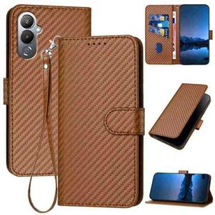 For Tecno Pova 4 YX0070 Carbon Fiber Buckle Leather Phone Case with Lanyard(Coffee)