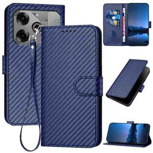 For Tecno Pova 6 Pro YX0070 Carbon Fiber Buckle Leather Phone Case with Lanyard(Royal Blue)