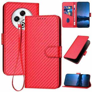 For Tecno Spark 30 4G YX0070 Carbon Fiber Buckle Leather Phone Case with Lanyard(Red)