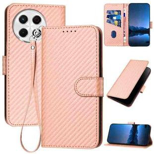 For Tecno Spark 30 Pro 4G YX0070 Carbon Fiber Buckle Leather Phone Case with Lanyard(Pink)