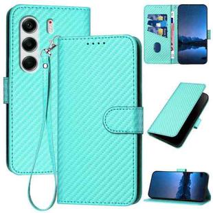 For Tecno Camon 40 Pro 4G YX0070 Carbon Fiber Buckle Leather Phone Case with Lanyard(Light Blue)