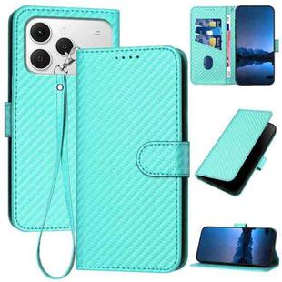 For Tecno Spark 40 4G YX0070 Carbon Fiber Buckle Leather Phone Case with Lanyard(Light Blue)