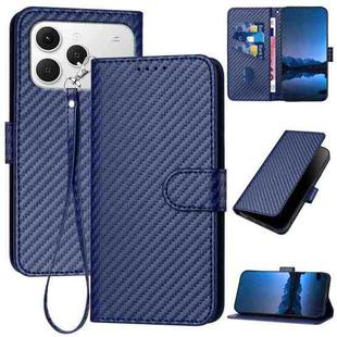 For Tecno Spark 40 4G YX0070 Carbon Fiber Buckle Leather Phone Case with Lanyard(Royal Blue)