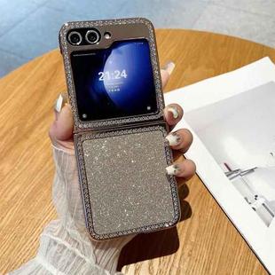 For Samsung Galaxy Z Flip5 Gradient Glitter Powder Electroplated Diamond PC Full Coverage Shockproof Phone Case(Brown)