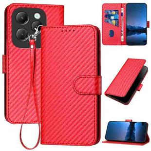 For Infinix Hot 40 / Hot 40 Pro 4G YX0070 Carbon Fiber Buckle Leather Phone Case with Lanyard(Red)