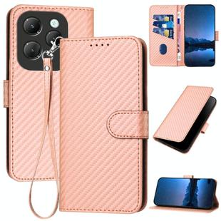 For Infinix Hot 40 / Hot 40 Pro 4G YX0070 Carbon Fiber Buckle Leather Phone Case with Lanyard(Pink)