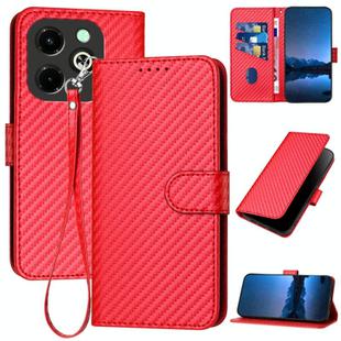 For Infinix Hot 40i YX0070 Carbon Fiber Buckle Leather Phone Case with Lanyard(Red)