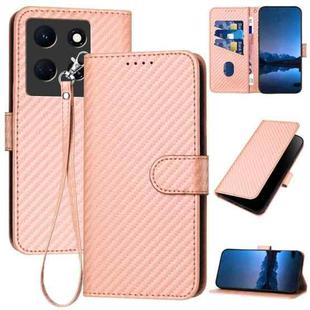 For Infinix Note 30 5G YX0070 Carbon Fiber Buckle Leather Phone Case with Lanyard(Pink)