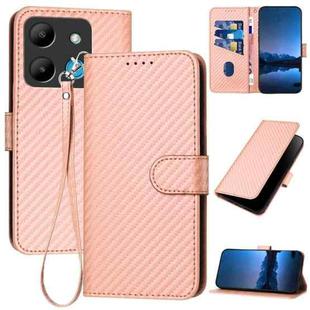 For Infinix Smart 7 YX0070 Carbon Fiber Buckle Leather Phone Case with Lanyard(Pink)