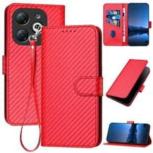 For Infinix Smart 8 YX0070 Carbon Fiber Buckle Leather Phone Case with Lanyard(Red)