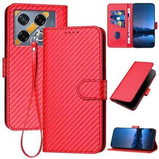 For Infinix GT 20 Pro YX0070 Carbon Fiber Buckle Leather Phone Case with Lanyard(Red)