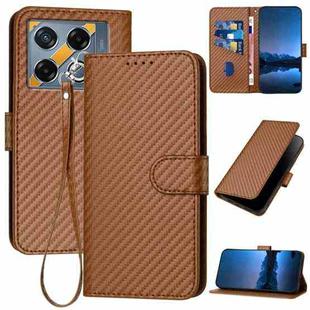 For Infinix GT 20 Pro YX0070 Carbon Fiber Buckle Leather Phone Case with Lanyard(Coffee)