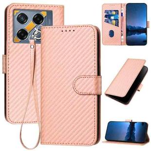 For Infinix GT 20 Pro YX0070 Carbon Fiber Buckle Leather Phone Case with Lanyard(Pink)