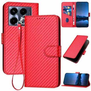 For Infinix Note 40 4G YX0070 Carbon Fiber Buckle Leather Phone Case with Lanyard(Red)