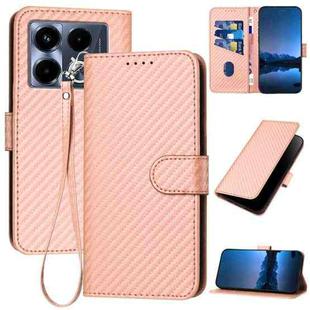 For Infinix Note 40 4G YX0070 Carbon Fiber Buckle Leather Phone Case with Lanyard(Pink)