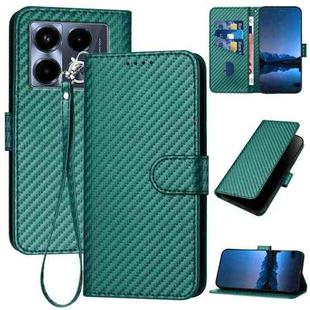 For Infinix Note 40 4G YX0070 Carbon Fiber Buckle Leather Phone Case with Lanyard(Dark Green)