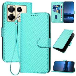 For Infinix Note 40 Pro 4G / 5G YX0070 Carbon Fiber Buckle Leather Phone Case with Lanyard(Light Blue)