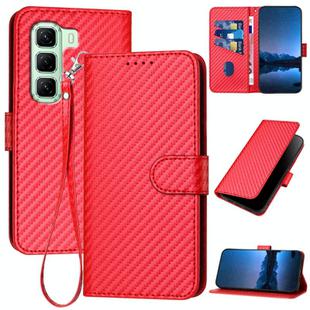 For Infinix Hot 50 4G YX0070 Carbon Fiber Buckle Leather Phone Case with Lanyard(Red)