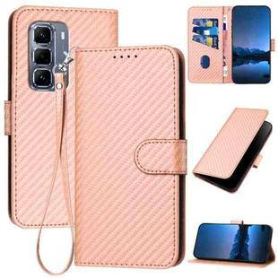 For Infinix Hot 50 Pro+ 4G YX0070 Carbon Fiber Buckle Leather Phone Case with Lanyard(Pink)