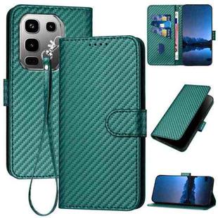 For Infinix Note 50 Pro+ YX0070 Carbon Fiber Buckle Leather Phone Case with Lanyard(Dark Green)