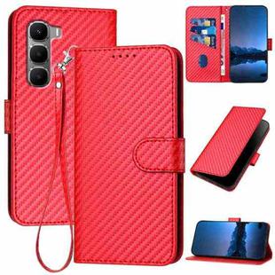 For Infinix Hot 60 5G / Hot 60i 4G YX0070 Carbon Fiber Buckle Leather Phone Case with Lanyard(Red)