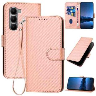 For Infinix Hot 60 5G / Hot 60i 4G YX0070 Carbon Fiber Buckle Leather Phone Case with Lanyard(Pink)