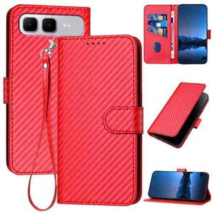 For Infinix Smart 10 Plus 4G YX0070 Carbon Fiber Buckle Leather Phone Case with Lanyard(Red)