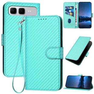 For Infinix Smart 10 Plus 4G YX0070 Carbon Fiber Buckle Leather Phone Case with Lanyard(Light Blue)