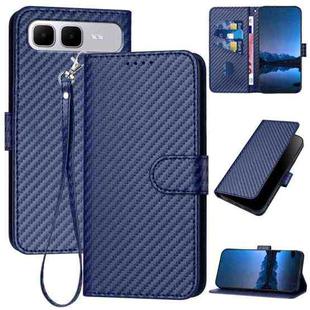 For Infinix Smart 10 Plus 4G YX0070 Carbon Fiber Buckle Leather Phone Case with Lanyard(Royal Blue)