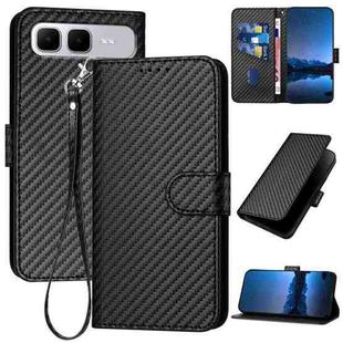 For Infinix Smart 10 Plus 4G YX0070 Carbon Fiber Buckle Leather Phone Case with Lanyard(Black)