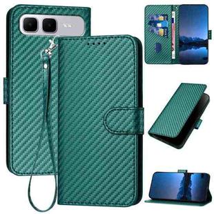 For Infinix Smart 10 Plus 4G YX0070 Carbon Fiber Buckle Leather Phone Case with Lanyard(Dark Green)