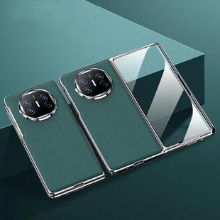 For Huawei Mate X3 Integrated Plating PC Leather Texture Full Coverage Fold Shockproof Phone Case(Green)