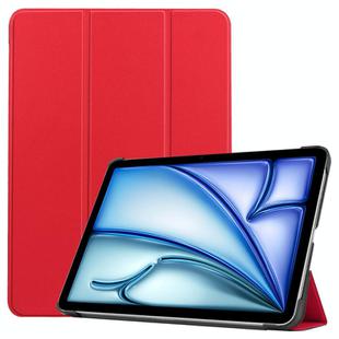 For iPad Air 13 2024 / 2025 Custer Pure Color 3-Fold Holder Smart Leather Tablet Case(Red)